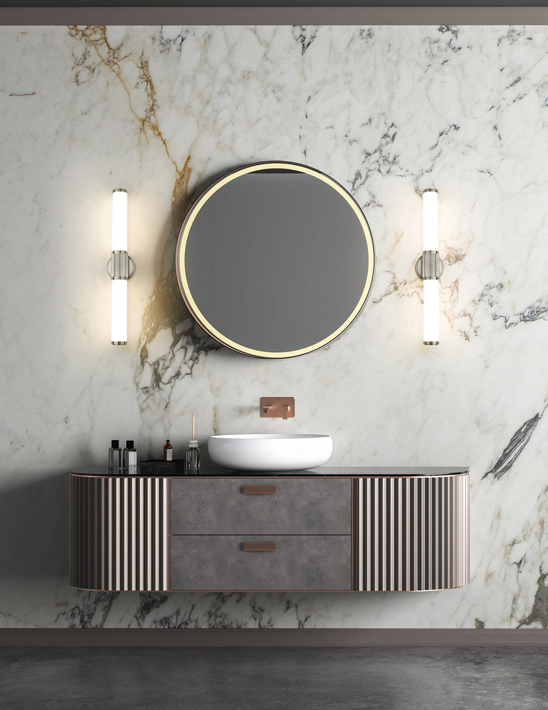 Solange 1 Light 25.5" Vanity in Brushed Nickel in a room setting