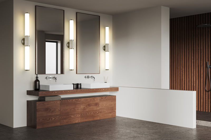 Solange 1 Light 32.5" Vanity in Brushed Nickel in a room setting