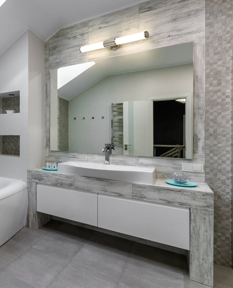 Solange 1 Light 32.5" Vanity in Brushed Nickel in a room setting