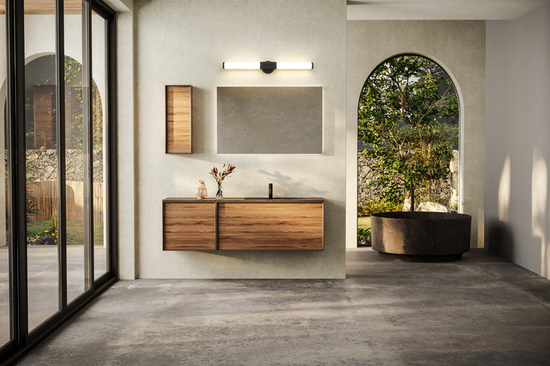 Solange 1 Light 32.5" Vanity in Matte Black in a room setting