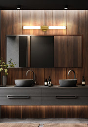 Solange 1 Light 32.5" Vanity in Modern Gold in a room setting