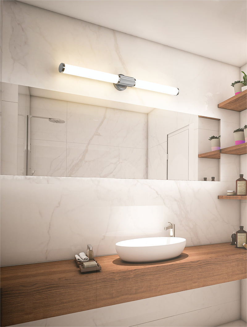 Solange 1 Light 40.5" Vanity in Chrome in a room setting