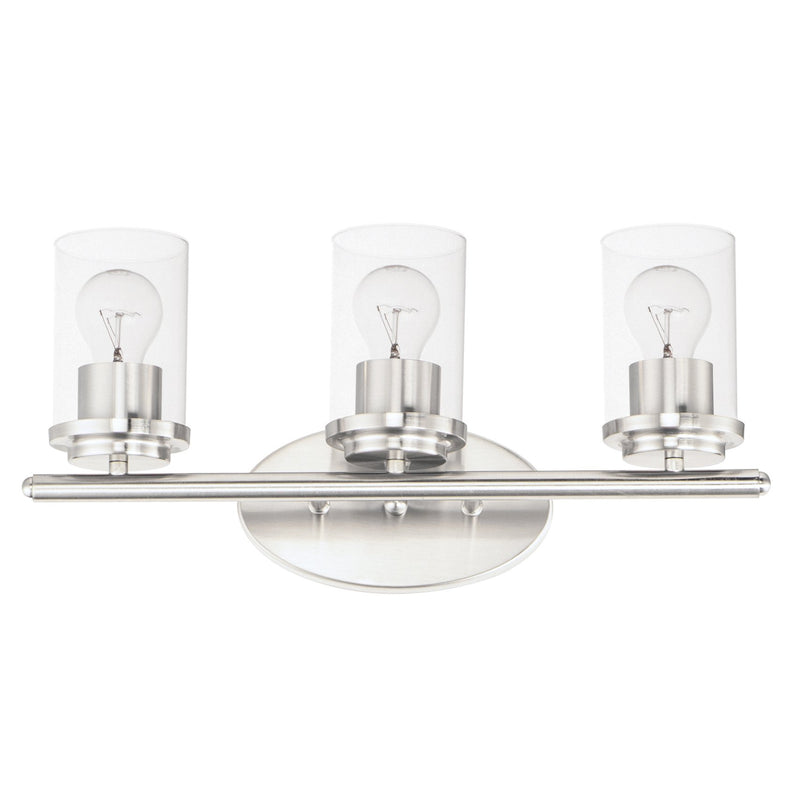 Corona 3 Light Bath Vanity Light in Satin Nickel