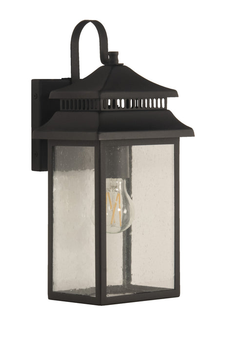 Crossbend One Light Outdoor Lantern in Textured Matte Black