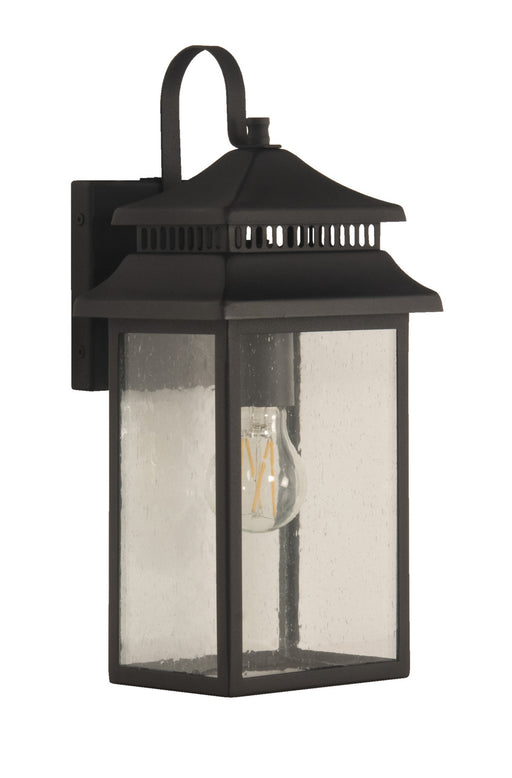 Crossbend One Light Outdoor Lantern in Textured Matte Black