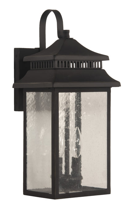 Crossbend Two Light Outdoor Lantern in Dark Bronze Gilded