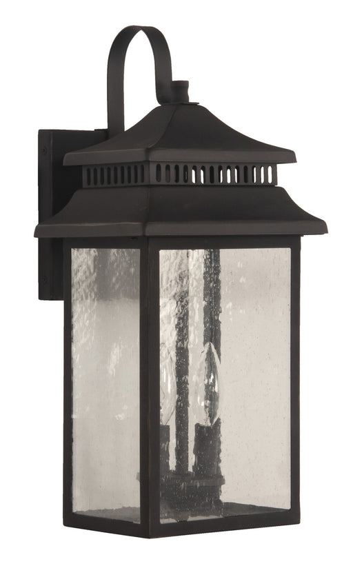 Crossbend Two Light Outdoor Lantern in Dark Bronze Gilded