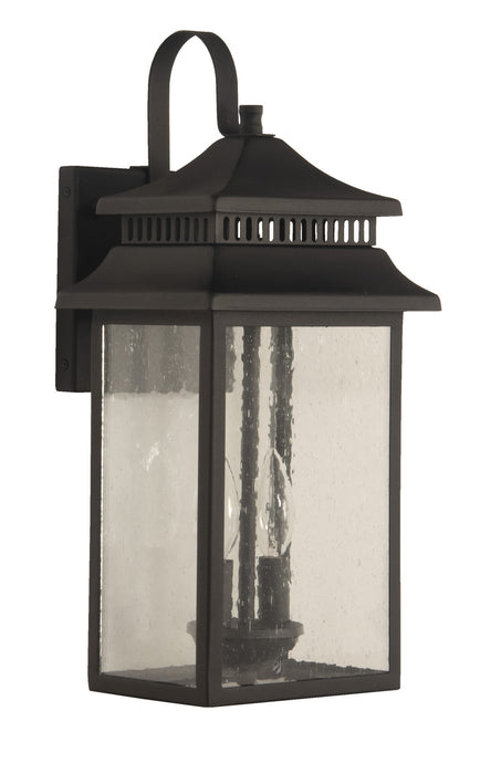 Crossbend Two Light Outdoor Lantern in Textured Matte Black