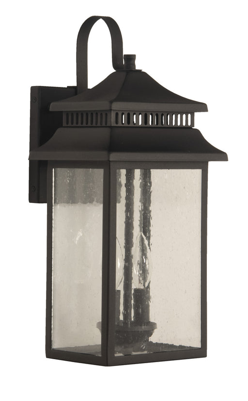 Crossbend Two Light Outdoor Lantern in Textured Matte Black