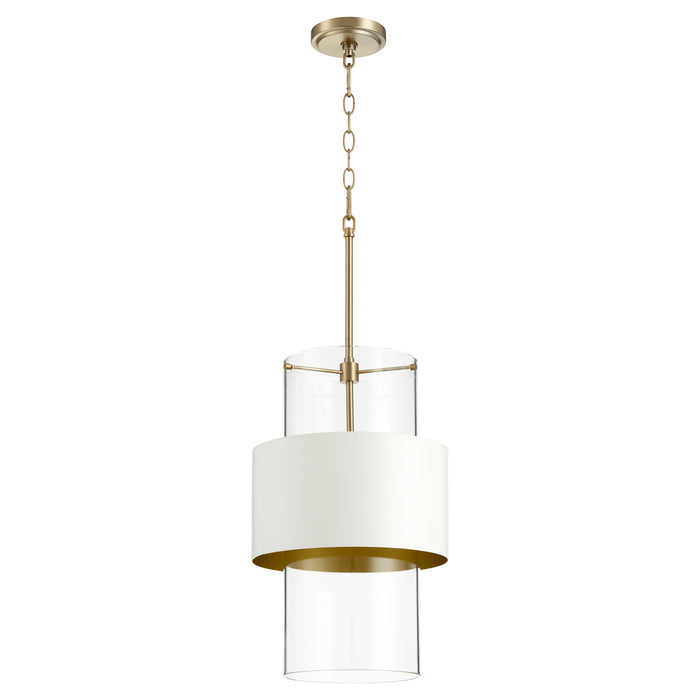 Contemporary Pendant in Aged Brass W/ Studio White