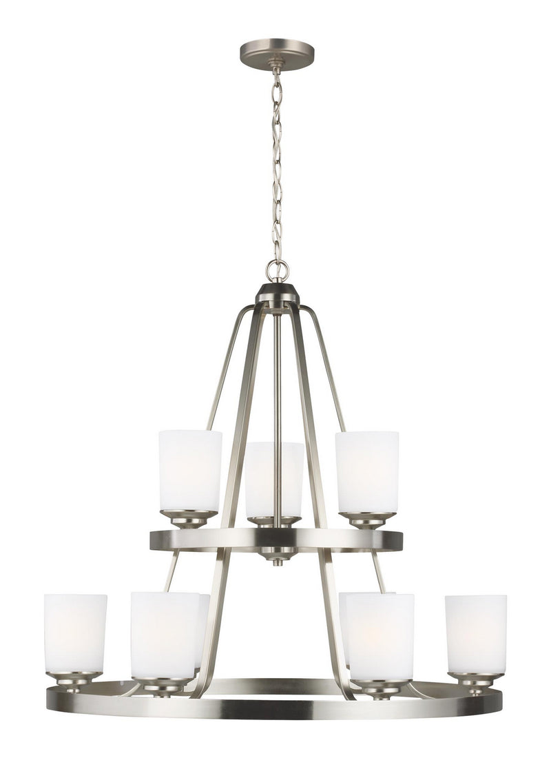 Kemal Nine Light Chandelier in Brushed Nickel