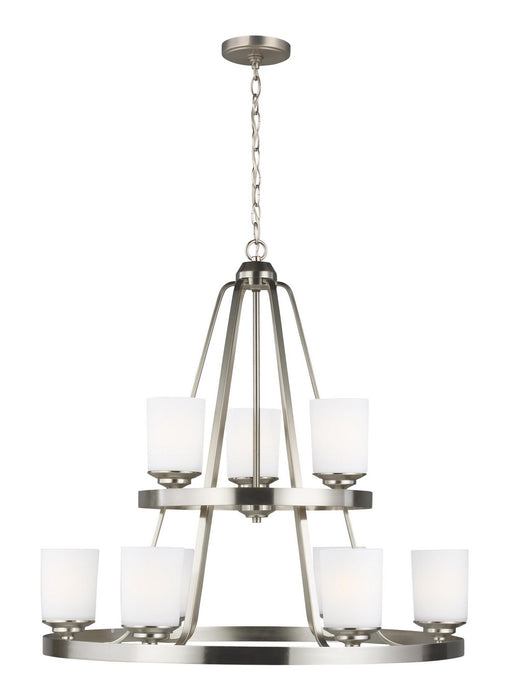 Kemal Nine Light Chandelier in Brushed Nickel