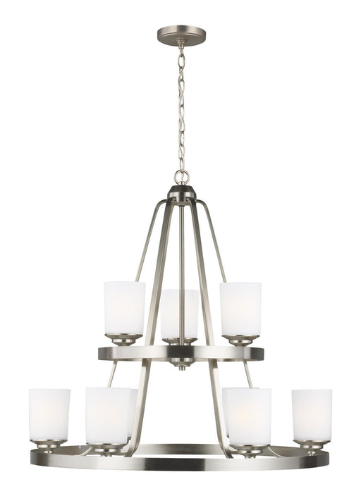Kemal Nine Light Chandelier in Brushed Nickel