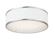 Prime 16" White Linen LED Flush Mount (120-277 Volt) in Satin Nickel