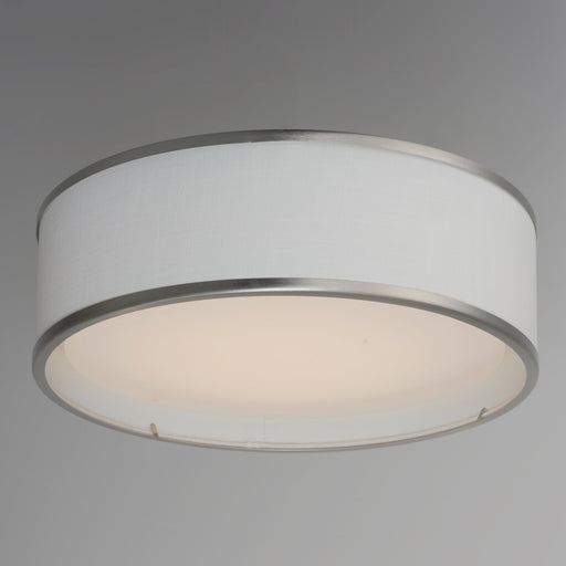 Prime 16" White Linen LED Flush Mount (120-277 Volt) in Satin Nickel