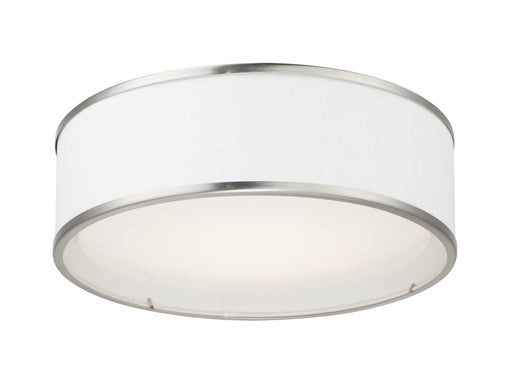 Prime 16" White Linen LED Flush Mount (120-277 Volt) in Satin Nickel