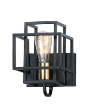Liner 1 Light Wall Sconce in Black / Satin Brass