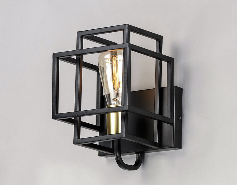 Liner 1 Light Wall Sconce in Black / Satin Brass