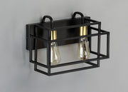 Liner 2 Light Bath Vanity Light in Black / Satin Brass