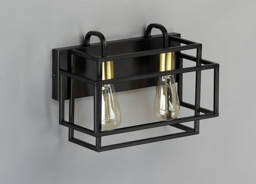 Liner 2 Light Bath Vanity Light in Black / Satin Brass