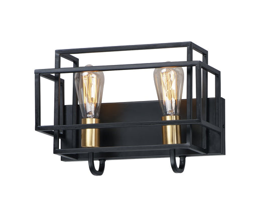 Liner 2 Light Bath Vanity Light in Black / Satin Brass