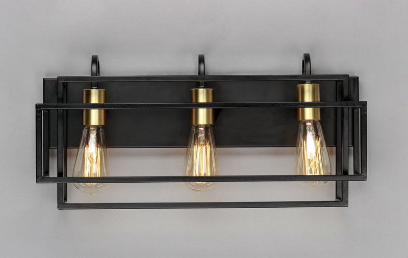 Liner 3 Light Bath Vanity Light in Black / Satin Brass