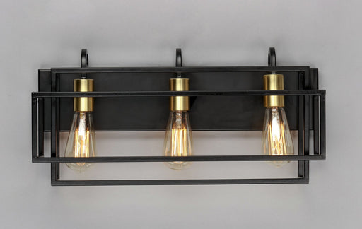 Liner 3 Light Bath Vanity Light in Black / Satin Brass
