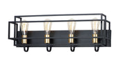 Liner 4 Light Bath Vanity Light in Black / Satin Brass