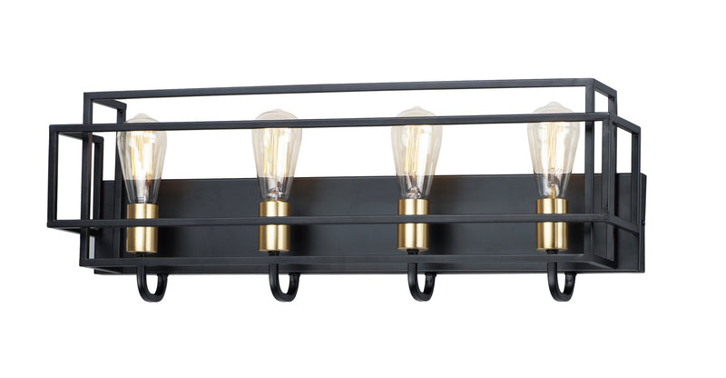 Liner 4 Light Bath Vanity Light in Black / Satin Brass