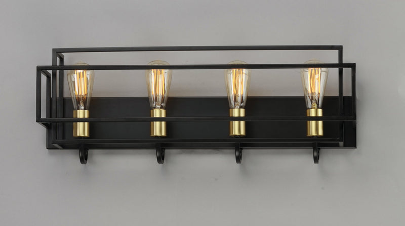 Liner 4 Light Bath Vanity Light in Black / Satin Brass