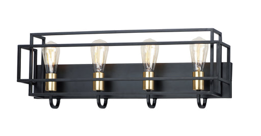 Liner 4 Light Bath Vanity Light in Black / Satin Brass