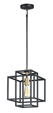 Liner 1 Light Pendant in Black / Satin Brass