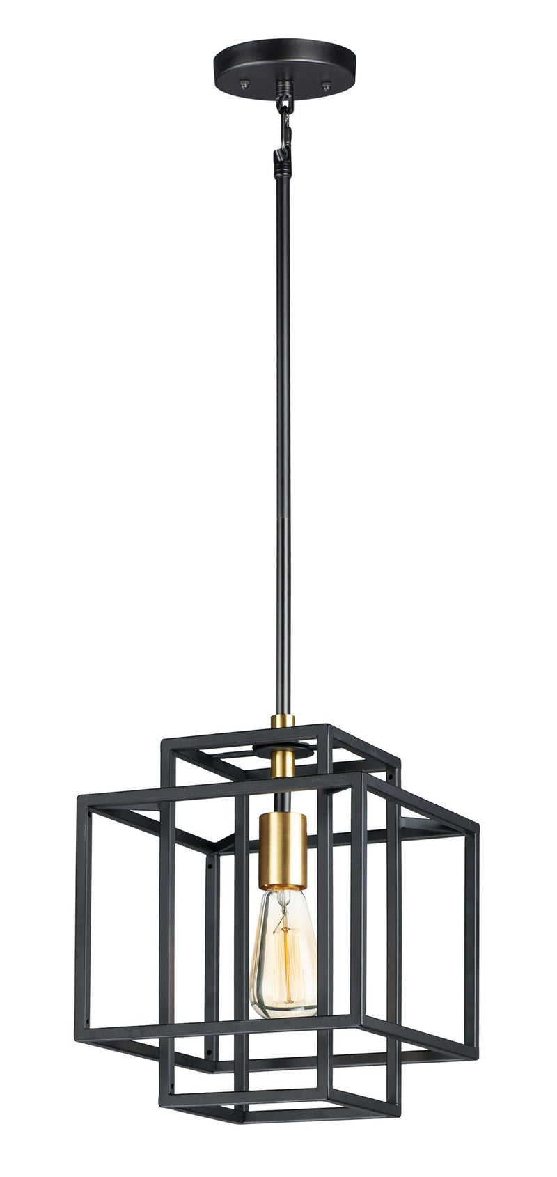 Liner 1 Light Pendant in Black / Satin Brass