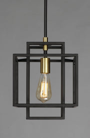 Liner 1 Light Pendant in Black / Satin Brass