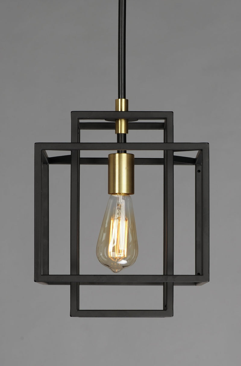 Liner 1 Light Pendant in Black / Satin Brass