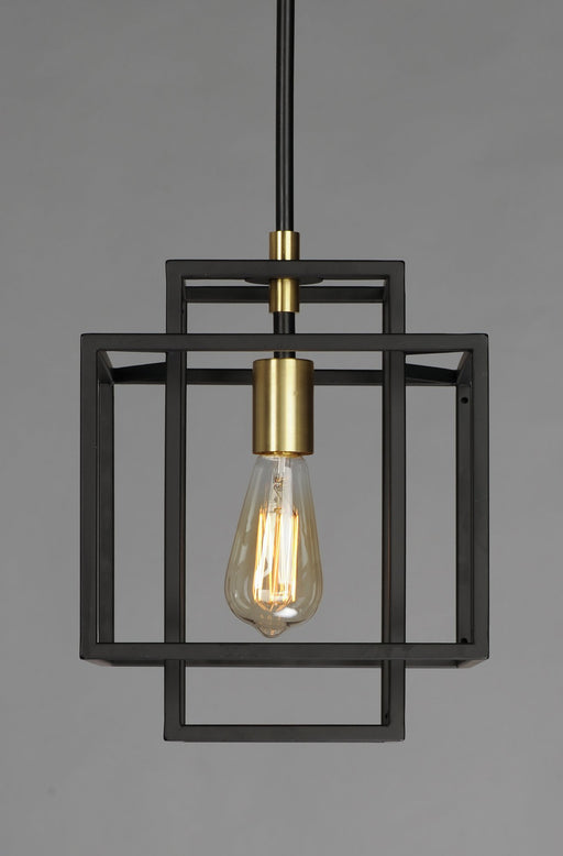 Liner 1 Light Pendant in Black / Satin Brass