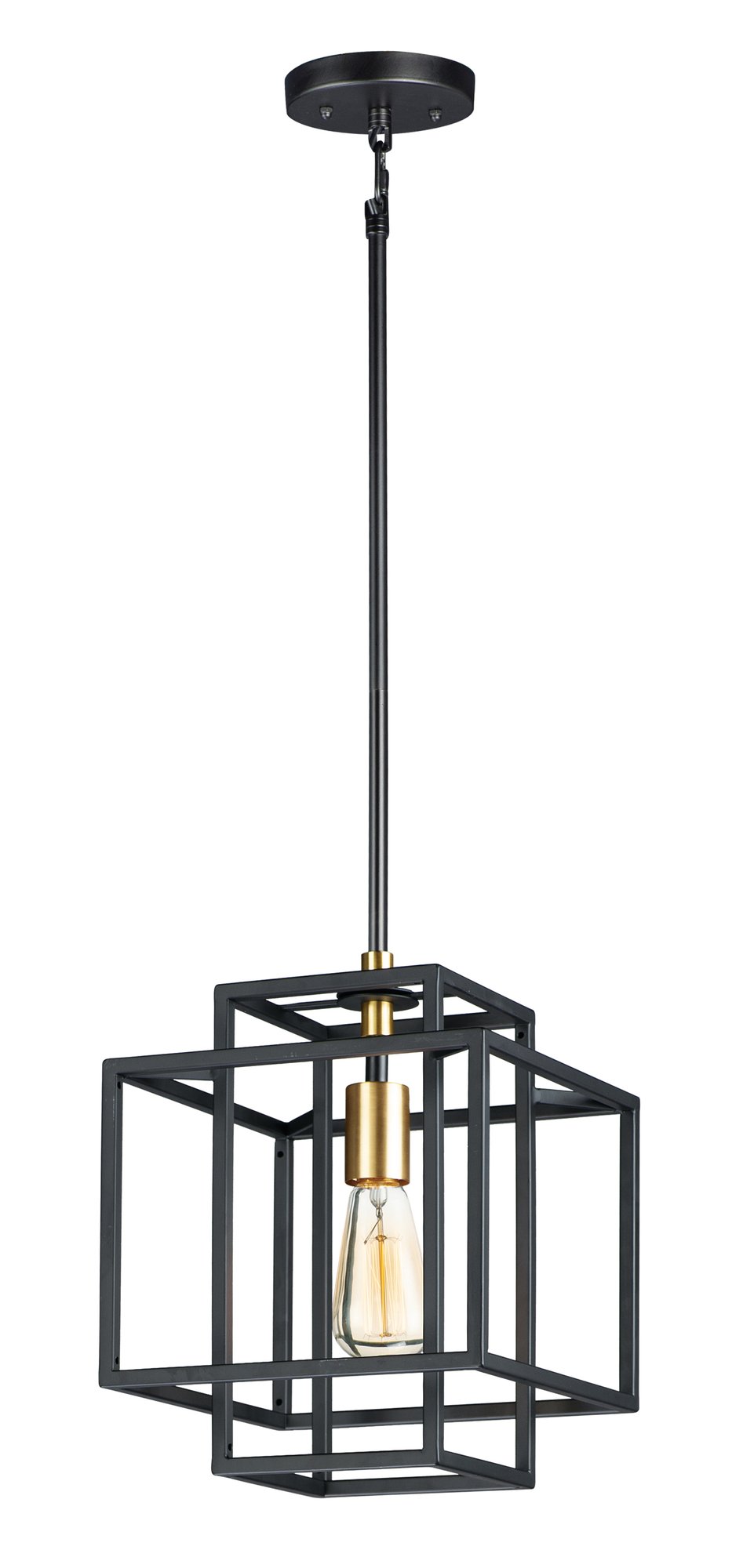Liner 1 Light Pendant in Black / Satin Brass