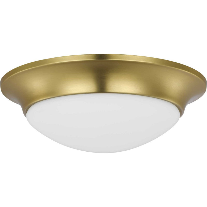 Etched Opal Dome Flush Mount in Satin Brass