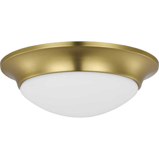 Etched Opal Dome One Light Flush Mount in Satin Brass