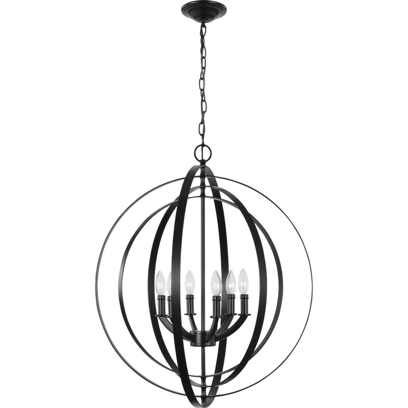 Equinox 6-Light Foyer Chandelier in Black