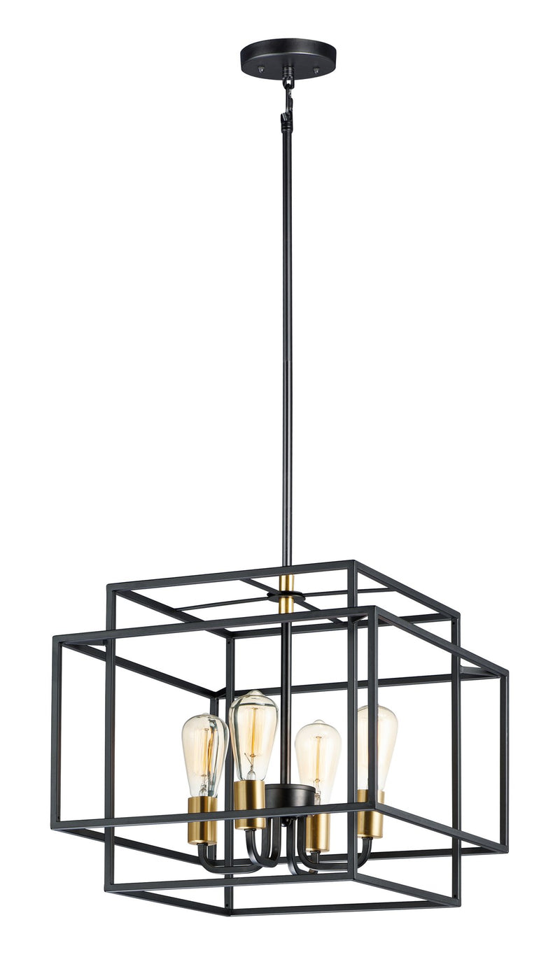 Liner 4 Light Chandelier in Black / Satin Brass