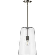 Clarion Clear Glass Pendant in Brushed Nickel