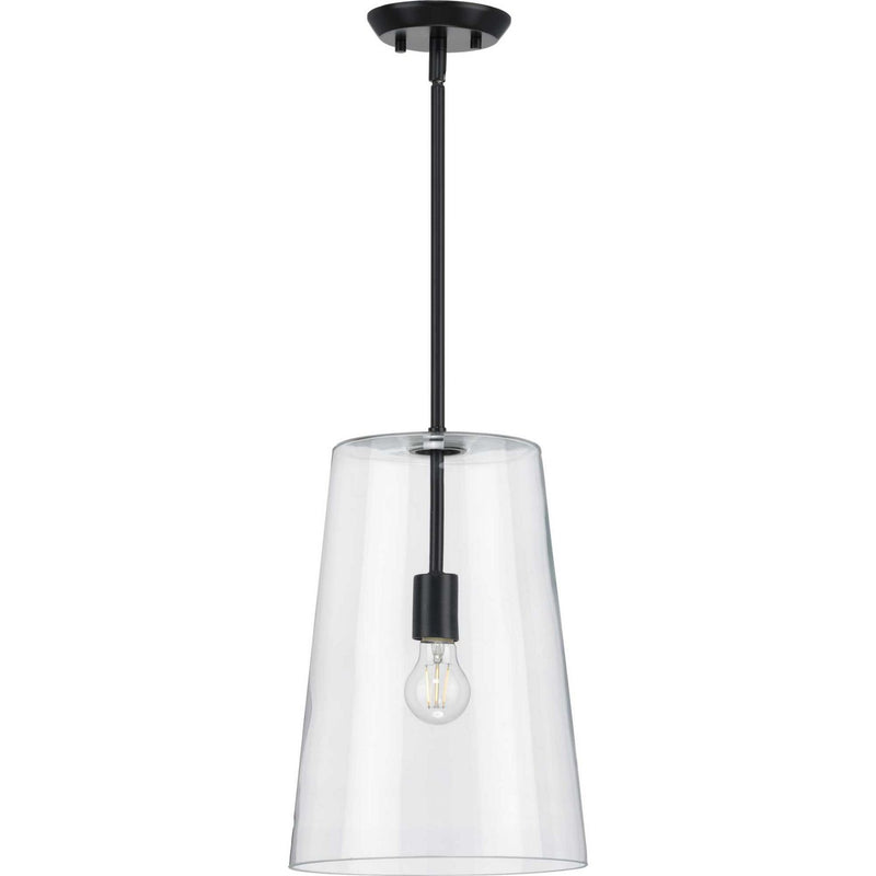 Clarion Clear Glass Pendant in Black