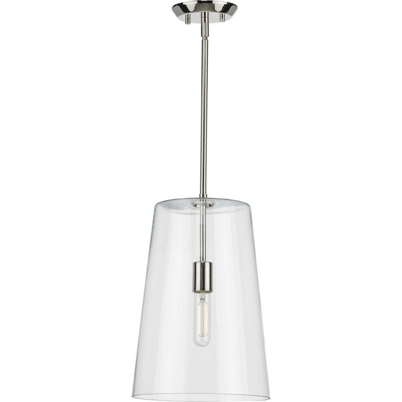 Clarion Clear Glass Pendant in Polished Nickel