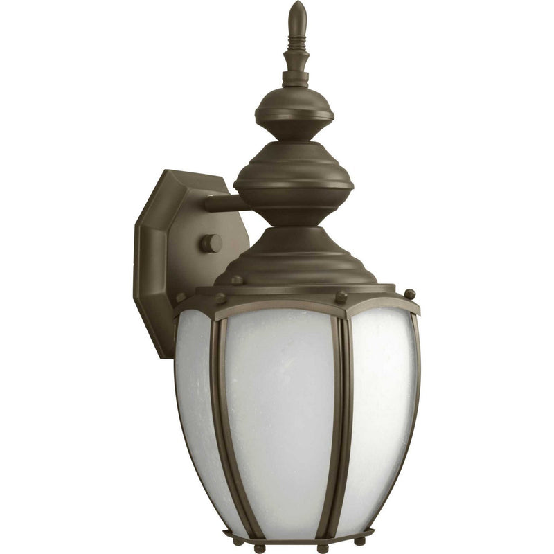 Roman Coach Etched Seeded Glass Outdoor Wall Lantern in Antique Bronze