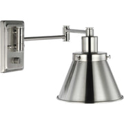 Hinton Small Metal Shade Swing Arm Wall Lamp in Brushed Nickel