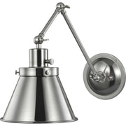 Hinton Large Metal Shade Swing Arm Wall Lamp in Brushed Nickel