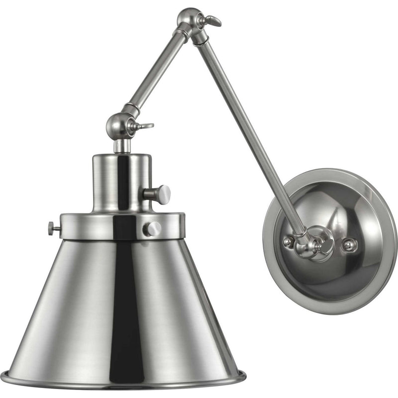 Hinton Large Metal Shade Swing Arm Wall Lamp in Brushed Nickel
