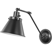 Hinton Large Metal Shade Swing Arm Wall Lamp in Black
