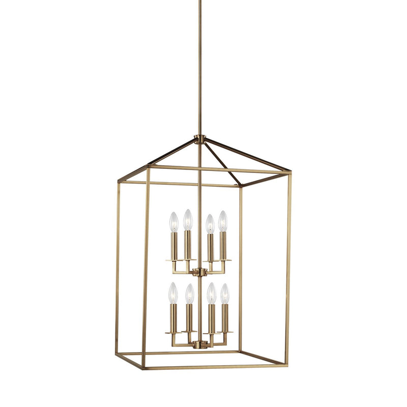 Perryton 19" 8-Light Foyer Pendant in Satin Brass